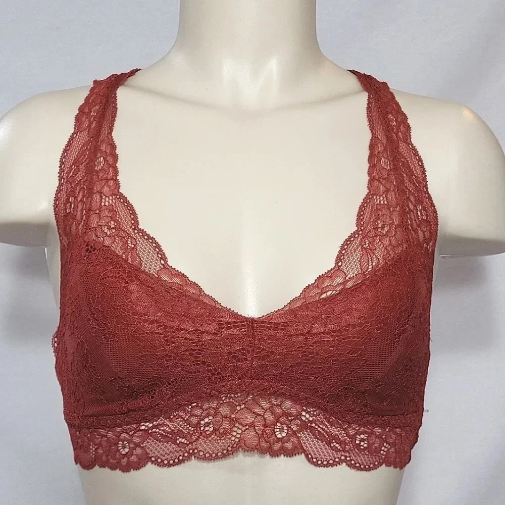 LARGE Gilligan & O'Malley Lace Racerback Wire Free‎ Bra Salsa NWT